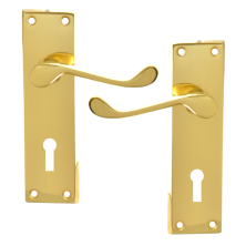 LockMonster Victorian Scroll Plate Mounted Lever Furniture
