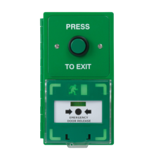 ICS Dual Unit MCP110 Call Point With Green Stainless Steel Exit Button