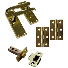 LockMonster Victorian Handle Latch Pack Brass Straight Lever With Latch & Hinges