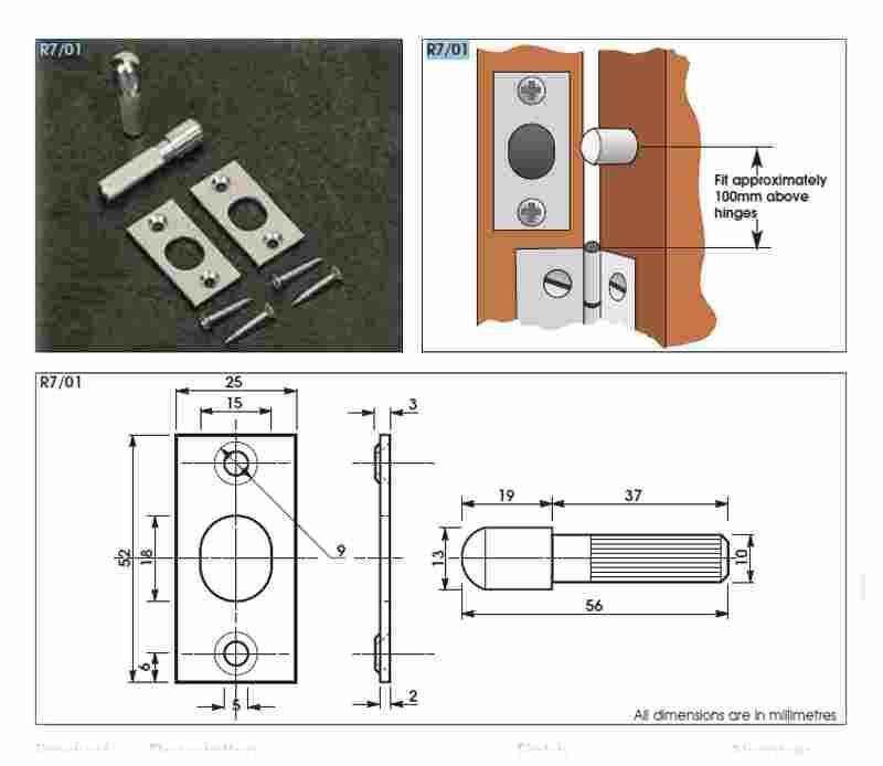 Bramah Security Hinge Bolts Satin (R7 01)