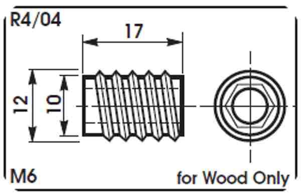 Rola Wood Fastener Threaded part only(R4 04)